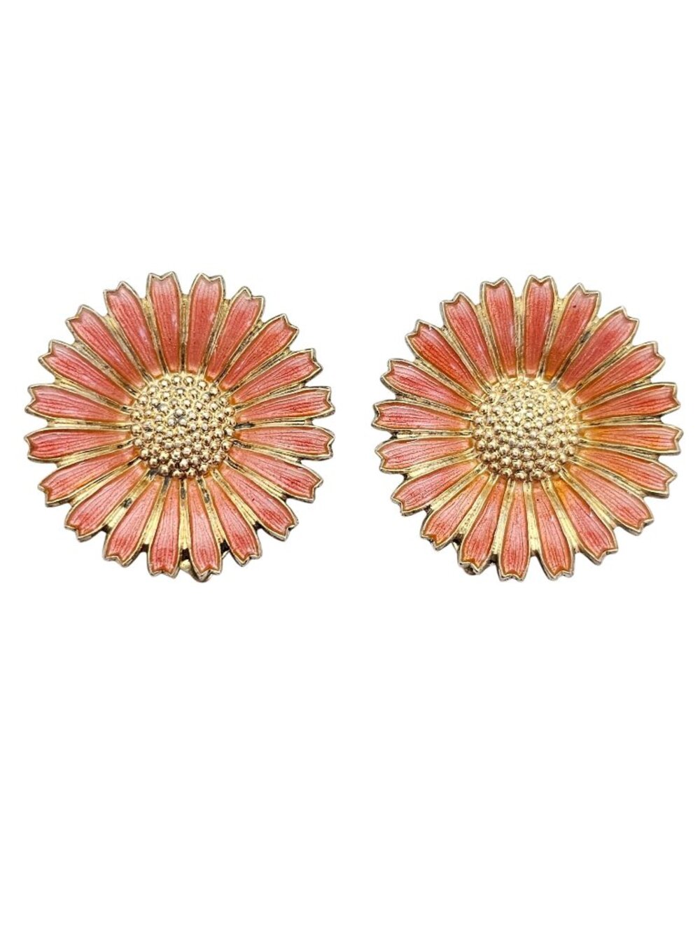 Oluf Christian Kundby Enamel Sterling Clip-On Daisy Flower Earrings Signed J870